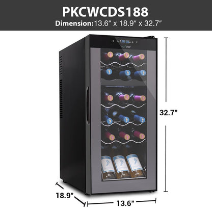 Freestanding Wine Fridge 18-Bottle Dual Zone Digital Control Glass Door