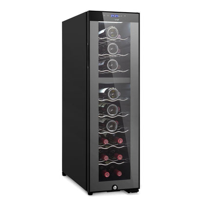 24 Bottle Wine Cooler, Dual Zone, Adjustable Temp, Ultra Quiet, Glass Door