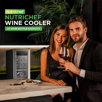 24 Bottle Wine Cooler, Dual Zone, Adjustable Temp, Stainless Steel Handle