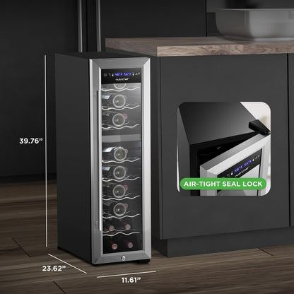 24 Bottle Wine Cooler, Dual Zone, Adjustable Temp, Stainless Steel Handle