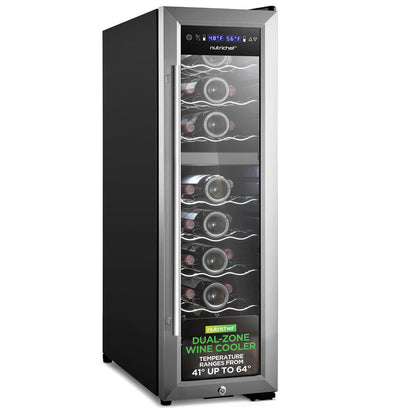 24 Bottle Wine Cooler, Dual Zone, Adjustable Temp, Stainless Steel Handle