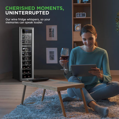 27 Bottle Wine Cooler, Dual Zone, Adjustable Temp, Stainless Steel Door