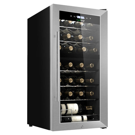 28 Bottle Wine Fridge, Dual Zone, Stainless Steel Door, Quiet Operation