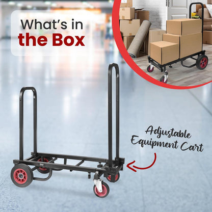 Folding Equipment Cart, 8-in-1 Convertible, R-Trac Wheels, Steel