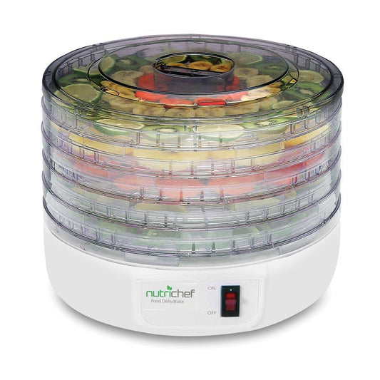 Food Dehydrator Machine, Even Dehydration, 5 Easy-Clean Trays, White