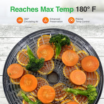 Electric Food Dehydrator, Preserves Nutrients, 5 Stackable Trays, Black