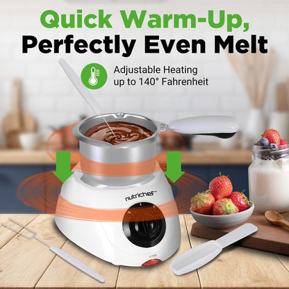 Electric Fondue Pot, Keeps Chocolate Warm, 8.8 Oz, White