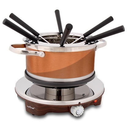 Electric Fondue Maker 1000W Nonstick Stainless Steel Pot w/Forks