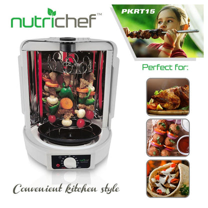 Vertical Rotisserie Oven - Fat-Reducing Dual Heating - White