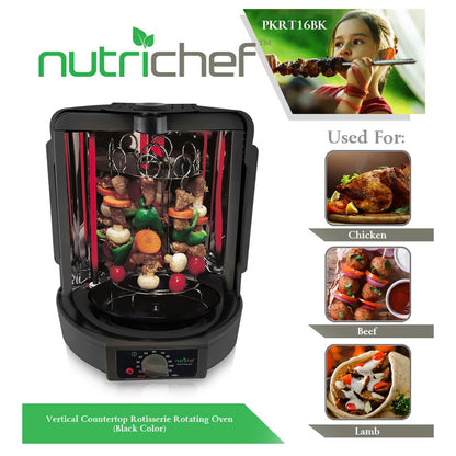 Vertical Rotisserie Oven, Fat-Reducing, Dual Heating, See-Through Window