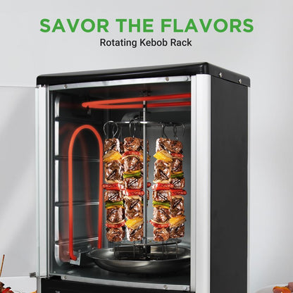 Vertical Rotisserie Oven, 2 Shelves, 1500W, Tempered Glass Door