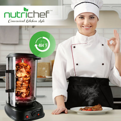 Vertical Rotisserie Oven, Energy Efficient, 1500W, Tempered Glass Door