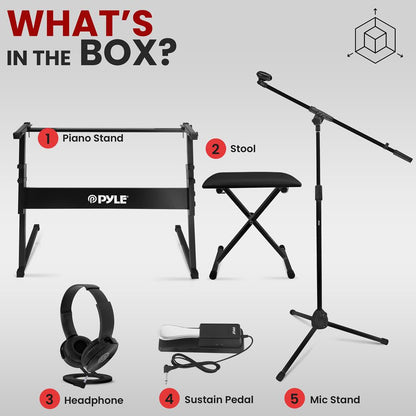 Electric Keyboard Accessory Set, Adjustable Stand, Iron, Black