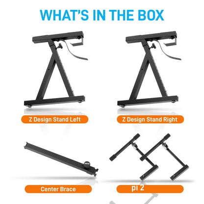Heavy-Duty Music Stand - Portable, Adjustable, 2nd Tier, Z Style