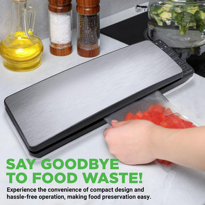 Automatic Food Vacuum Sealer, Extends Shelf Life, 110W Suction, Stainless Steel