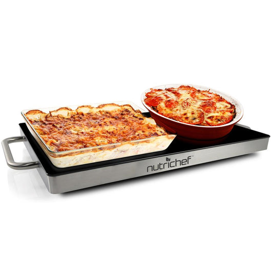 Electric Warming Tray Keeps Food Warm, Non-Stick Glass, 14.5"x8.6"