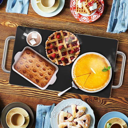 Electric Warming Tray Keeps Food Warm, Non-Stick Glass, 14.5"x8.6"