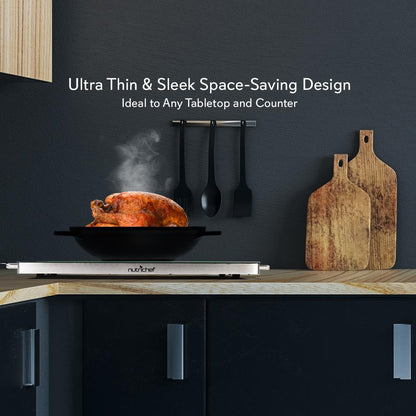 Electric Warming Tray Keeps Food Warm, Non-Stick Glass, 14.5"x8.6"