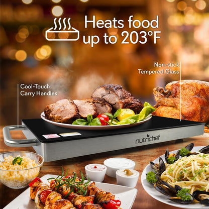 Electric Warming Tray Keeps Food Hot Glass Top 20"x12"