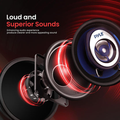 Car Stereo Speakers 120W Low Distortion Blue Poly Cone 3.5" Pair