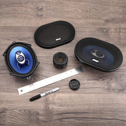 5"x7" Car Speakers Pair, 300W, Blue Poly Cone, Butyl Rubber Surround