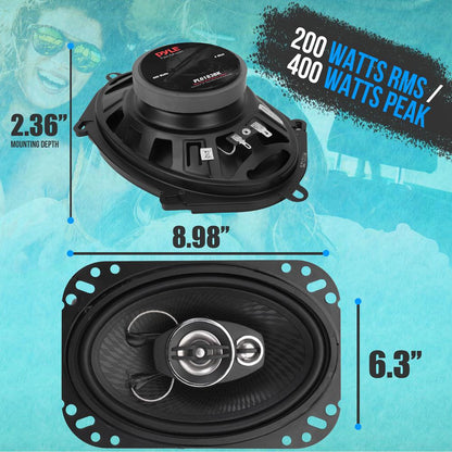 3-Way Car Stereo Speakers 400W Low Distortion 6"x8" Black