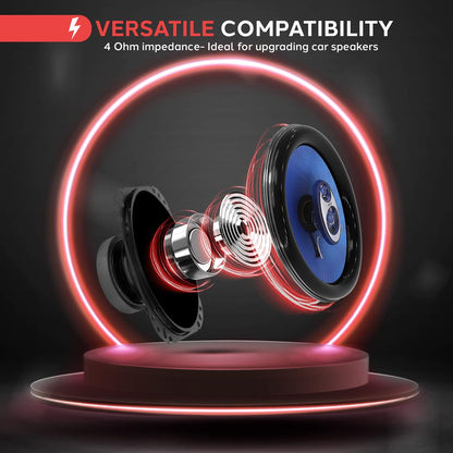 Car Speakers Pair 360W Blue Poly Cone Butyl Rubber Surround