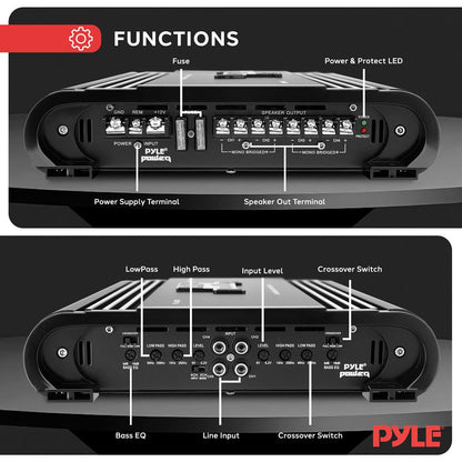 4-Channel Car Amplifier 2000W Power MOSFET Silver RCA Inputs