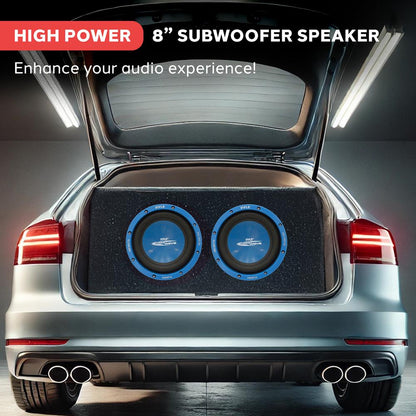 8" Car Subwoofer 600W Dual Voice Coil Blue Injection Molded Cone