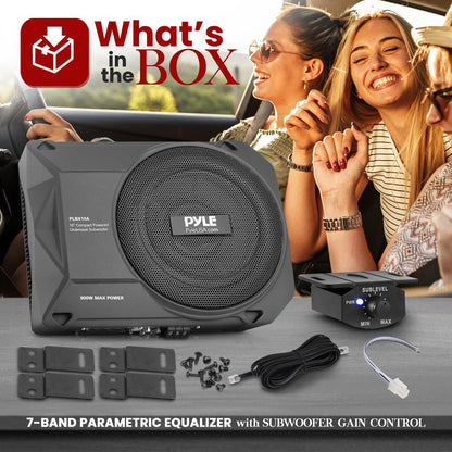 10" 900W Low-Profile Car Subwoofer System, Slim Design, Underseat Install