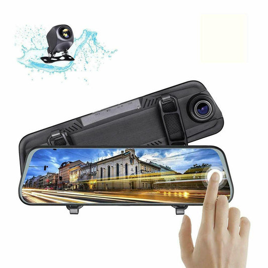 Dual Dash Cam 1080p Night Vision Touchscreen Rearview Mirror