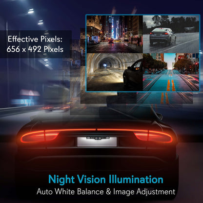 Rearview Mirror Cam 1080p HD Night Vision Waterproof Wide-Angle Lens