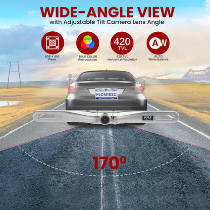 Caméra de recul, étanche, angle large 170° à l'infini, chrome 