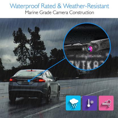 Rear View Backup Camera System, Night Vision, 7" LCD, Waterproof