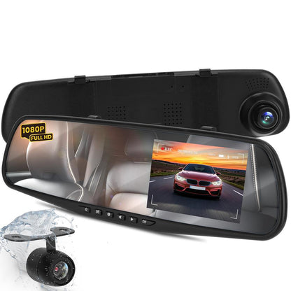Dash Cam Dual 720p HD Video System Waterproof Backup 4.3" Display
