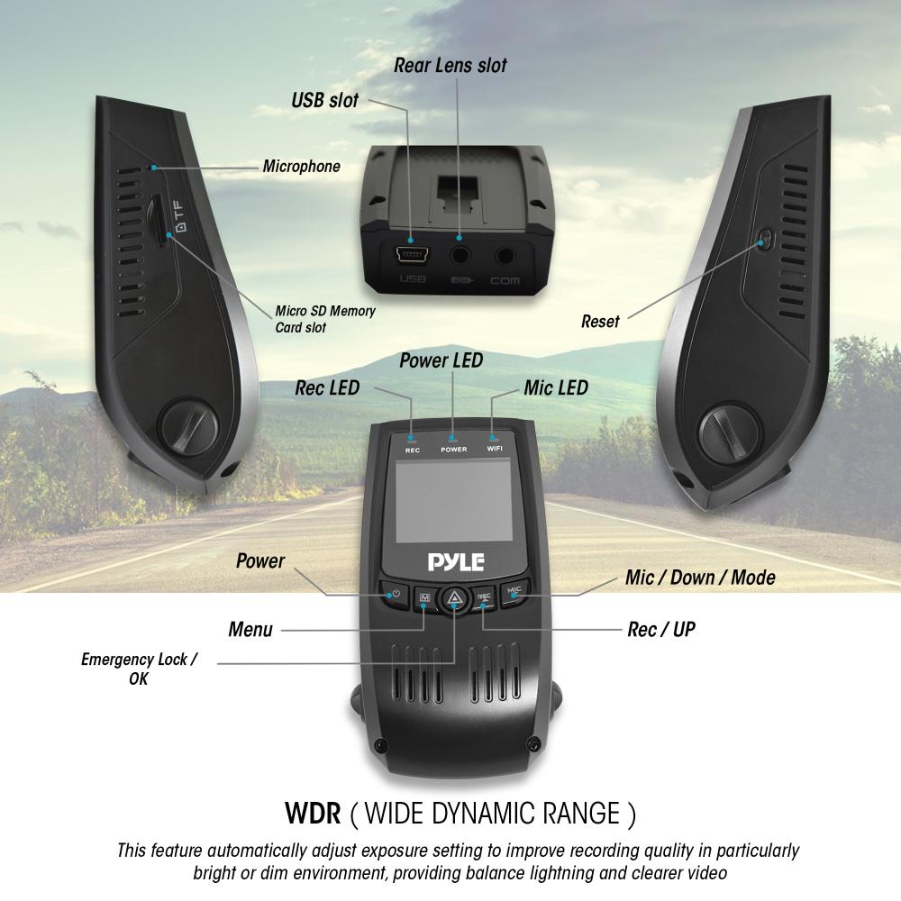 product image number 2 for Pyle Dual Camera Car Dash Cam & Backup Camera