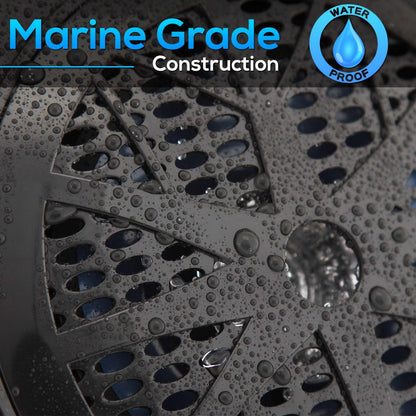 4" Waterproof Marine Speakers, Dual Cone, Polypropylene, Black, 1 Pair
