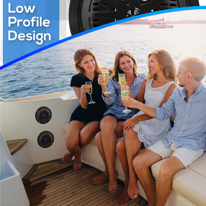 4" Waterproof Marine Speakers, Dual Cone, Polypropylene, Black, 1 Pair