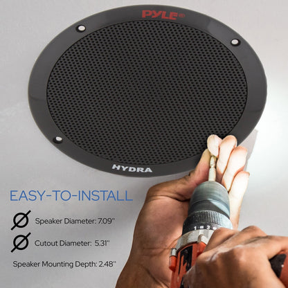 6.5" Dual Marine Speakers, Waterproof, 400W, Polypropylene Cone, Black