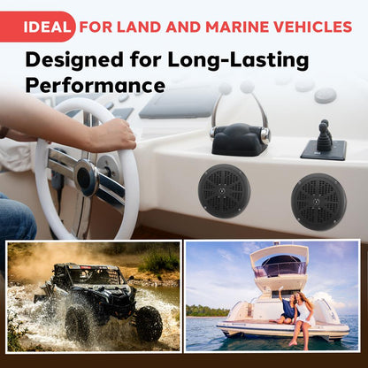 6.5" Dual Marine Speakers Waterproof 120W Polypropylene Cone