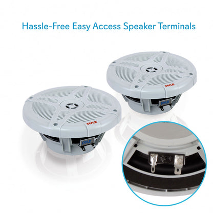 6.5" Marine Speakers Pair, 600W Waterproof, 2-Way Stereo, White