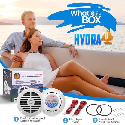 Haut-parleurs marins 6,5" étanches, 2 voies 120W cône en polypropylène blanc 