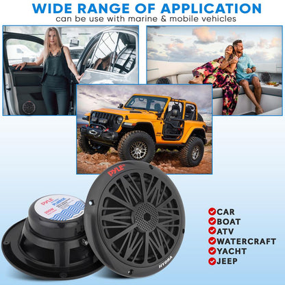Marine Speakers 200W Weatherproof 6.5" Dual Cone, Poly Carbon, Pair