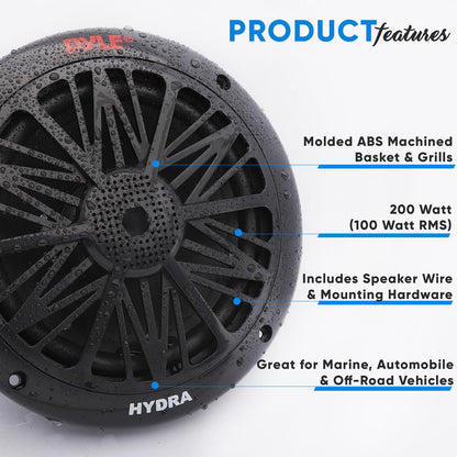 Marine Speakers 200W Weatherproof 6.5" Dual Cone, Poly Carbon, Pair