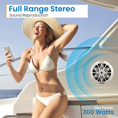 Haut-parleurs marins, étanches, puissance de 300W, cône en polycarbonate, blanc 