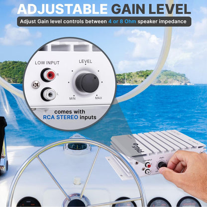 Marine Amplifier 240W Waterproof 4-Channel Aluminum Heatsink