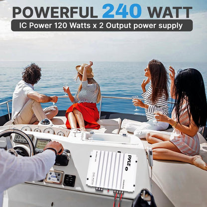Marine Amplifier 240W Waterproof 4-Channel Aluminum Heatsink