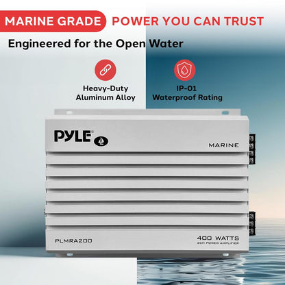 2-Channel Marine Amplifier 400W Waterproof Dual MOSFET Power Supply
