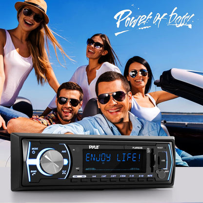 Marine Bluetooth Stereo Receiver - Hands-Free Calls, USB/SD, Single DIN