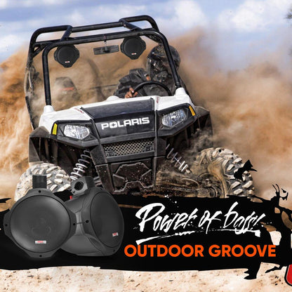 8" Dual Marine Speakers, 300W Waterproof, Poly Mica Cone, Black